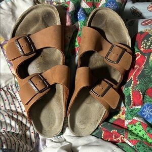 Birkenstock Unisex Brown Two-Strap Sandals, EU 41, Ladies 10, Men 8, Gently Worn